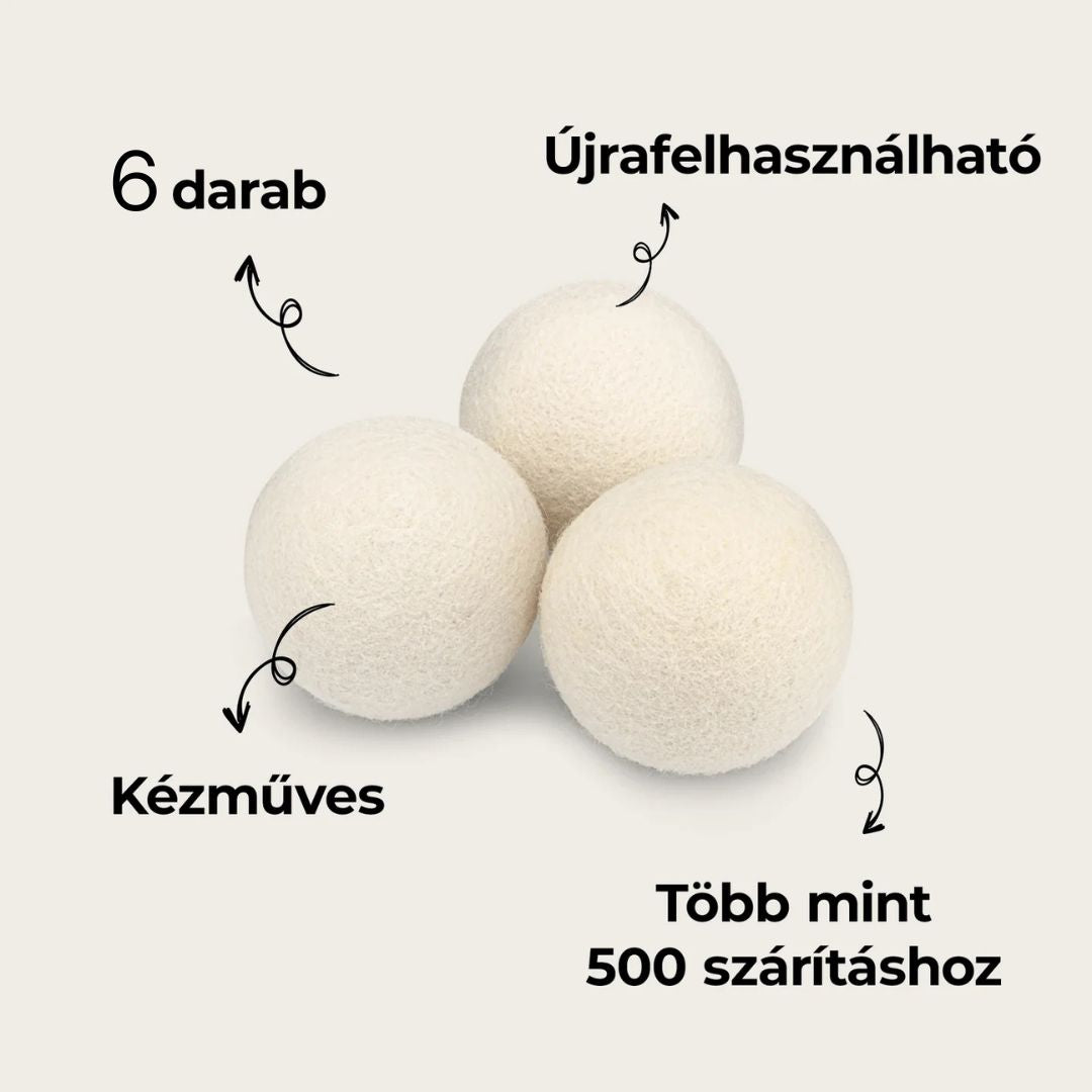 Pure wool dryer balls 6 pcs XL