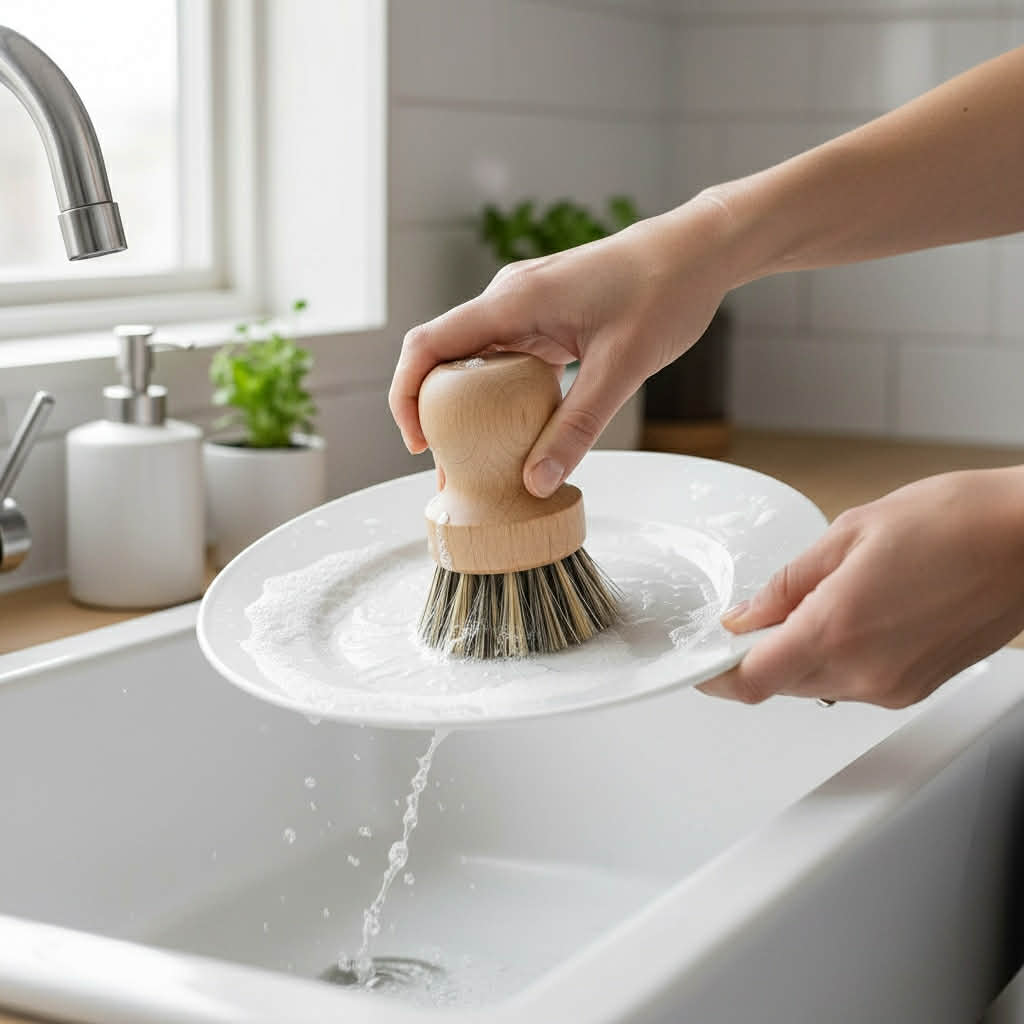 Fa nyelű mosogatókefe természetes sörtékkel – műanyagmentes alternatíva - 3RD PARTY PRODUCT