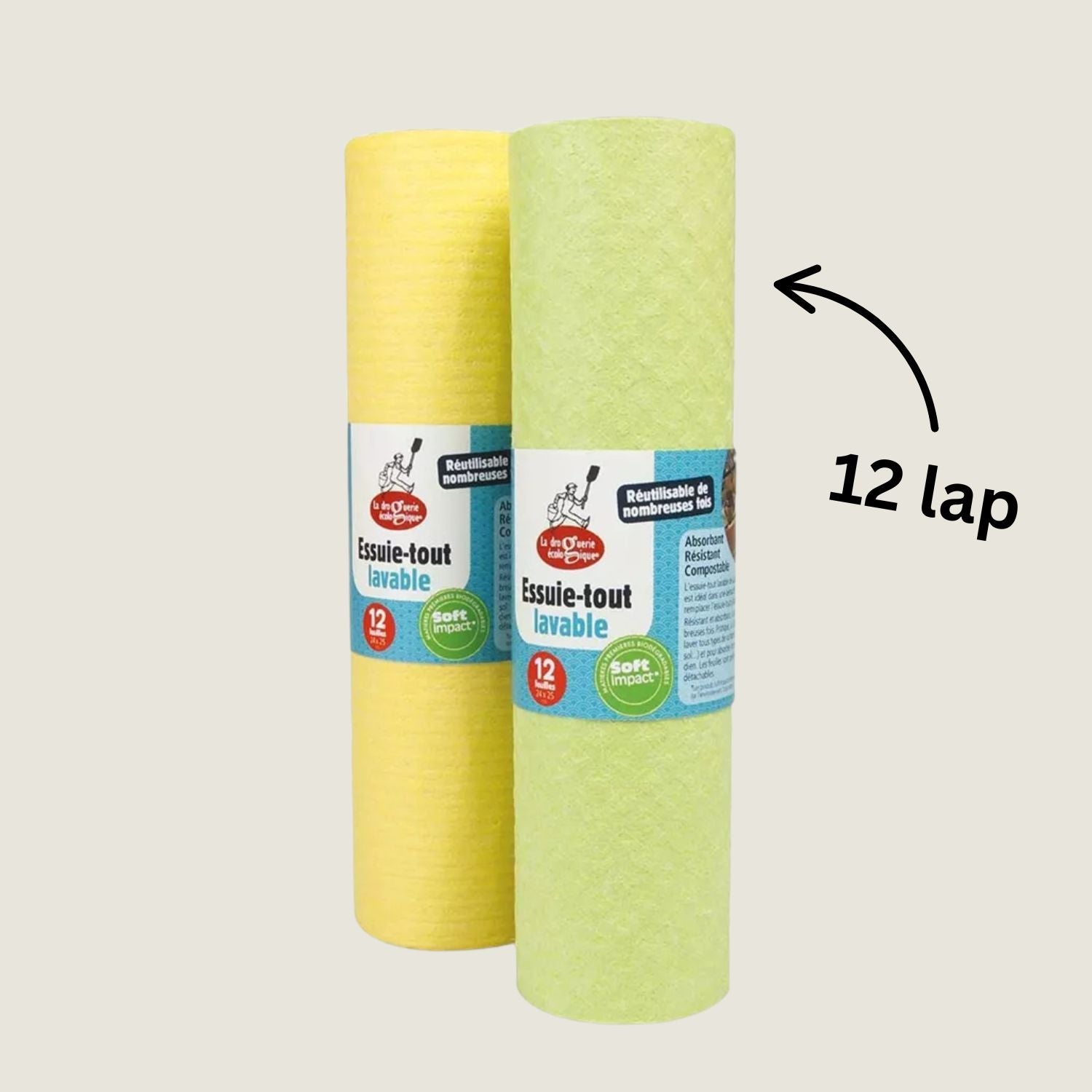Mosható, komposztálható, szuper nedvszívó háztartási törlőkendő – 12 lap - 3RD PARTY PRODUCT